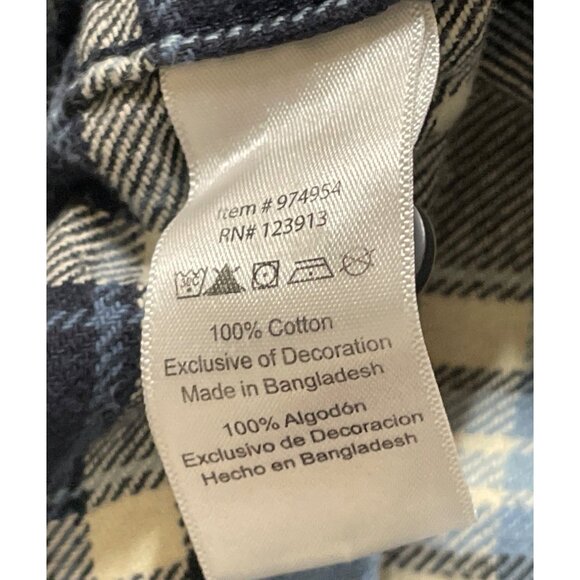 Jachs Mens XL Heavyweight Flannel Shirt Long Sleeve Button Up Blue White Plaid - Picture 9 of 9